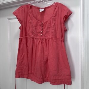 Oh Baby by Motherhood Pink Maternity Tunic Top L Embellished Boho Peasant